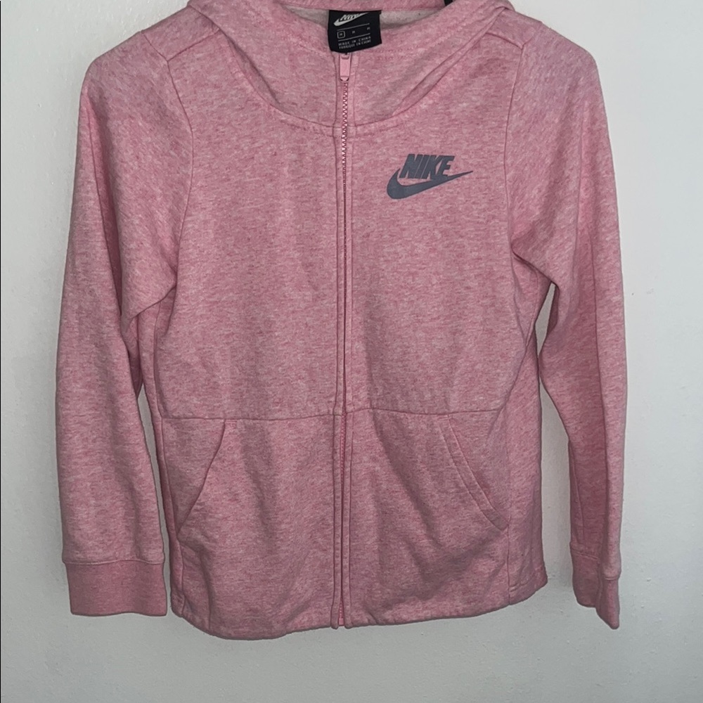 Nike Pink Zip-Up Hoodie with Swoosh Logo